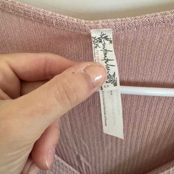 Free People Cozy Up With Me Bodysuit Rose Small - Picture 4 of 8